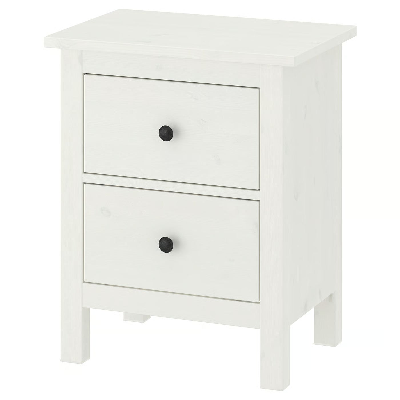 Dark Brown Solid Wood Two Drawer Nightstand