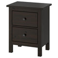 Dark Brown Solid Wood Two Drawer Nightstand