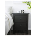 Dark Brown Solid Wood Two Drawer Nightstand