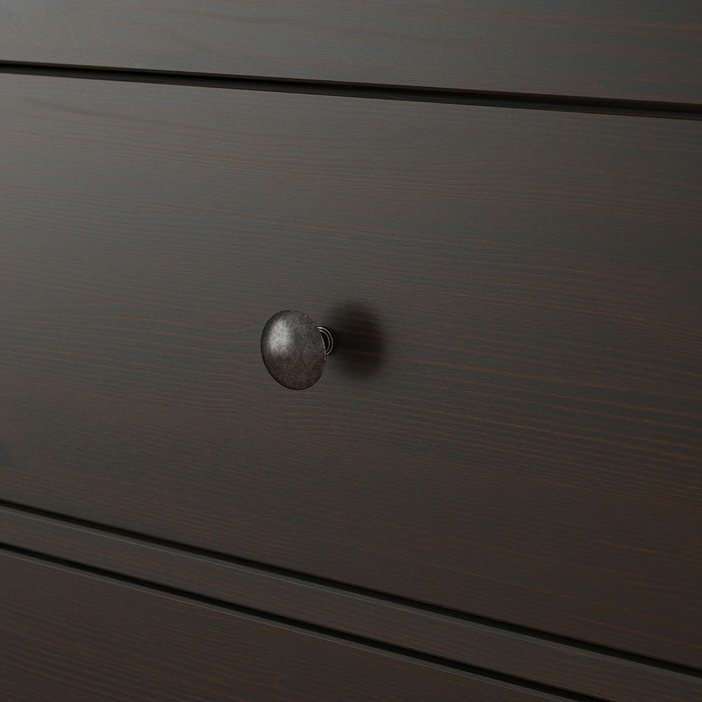 Dark Brown Solid Wood Two Drawer Nightstand