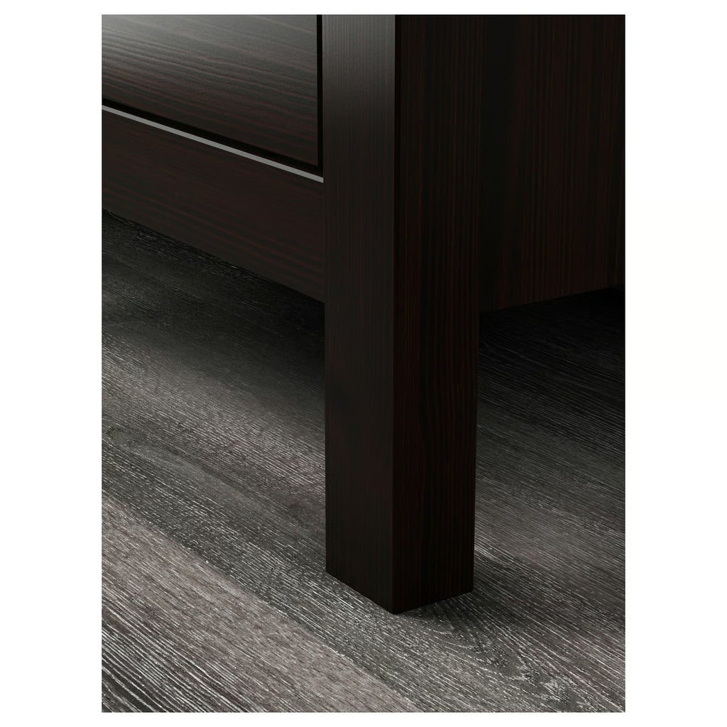 Dark Brown Solid Wood Two Drawer Nightstand