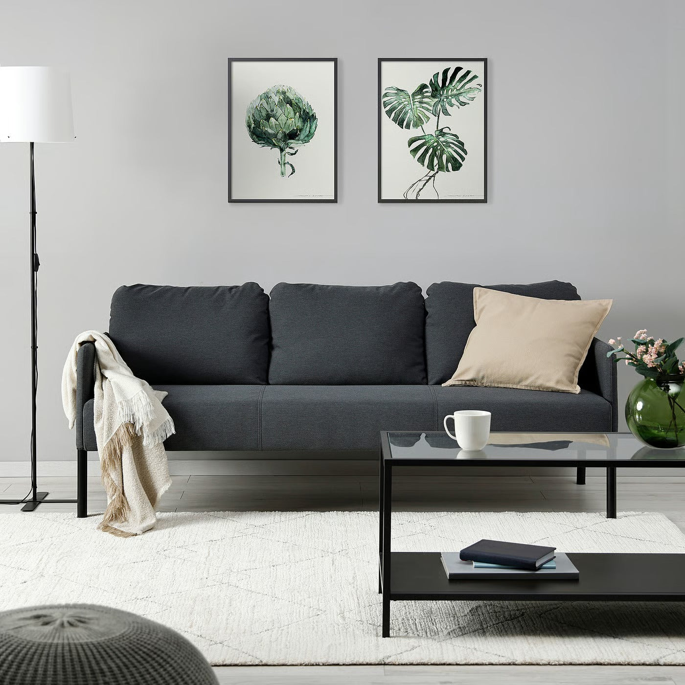 Dark Gray Straight Sofa  Nordic Style Living Room Sofa