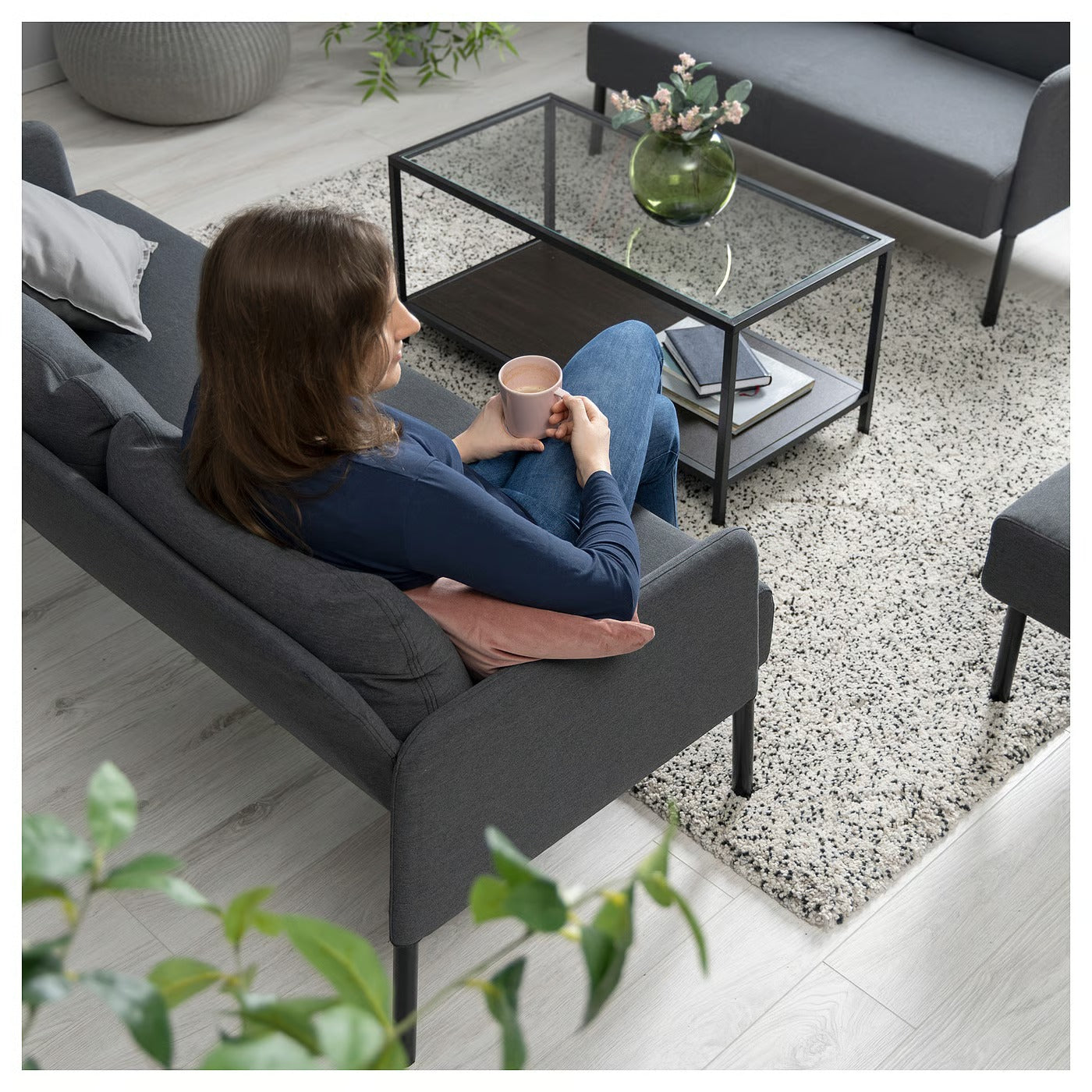 Dark Gray Straight Sofa  Nordic Style Living Room Sofa