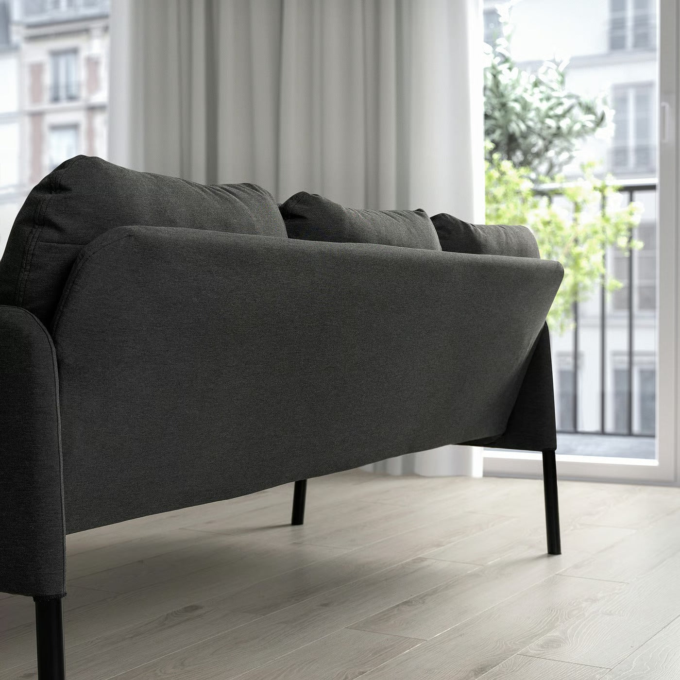Dark Gray Straight Sofa  Nordic Style Living Room Sofa