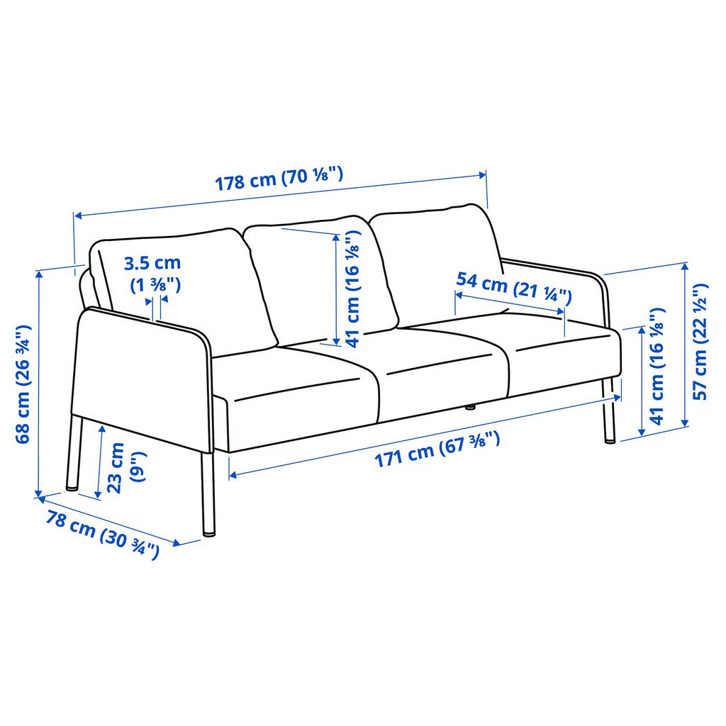Dark Gray Straight Sofa  Nordic Style Living Room Sofa