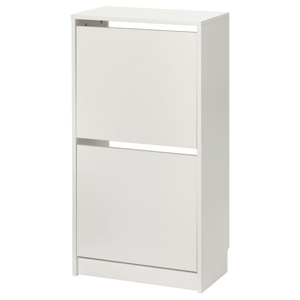 Minimalist White Two Compartment Shoe Cabinet