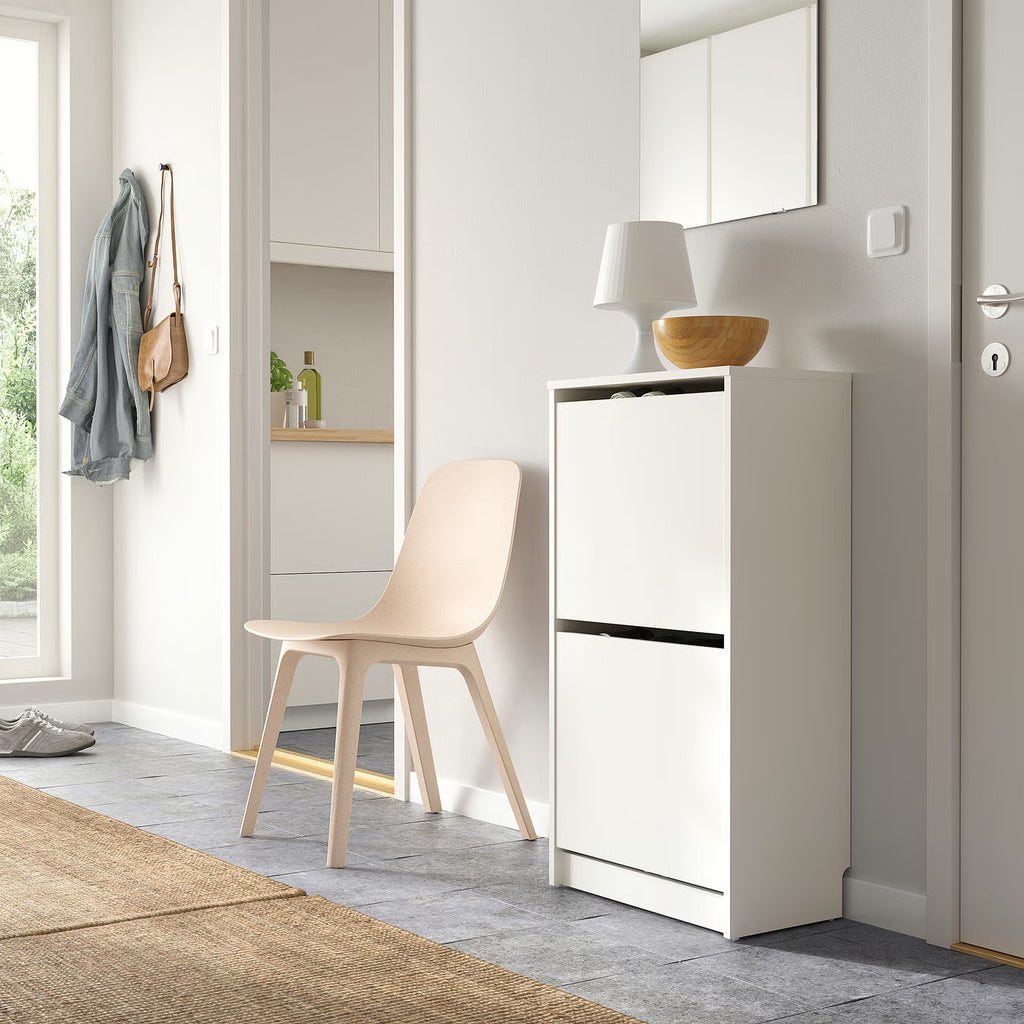 Minimalist White Two Compartment Shoe Cabinet
