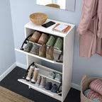 Minimalist White Two Compartment Shoe Cabinet