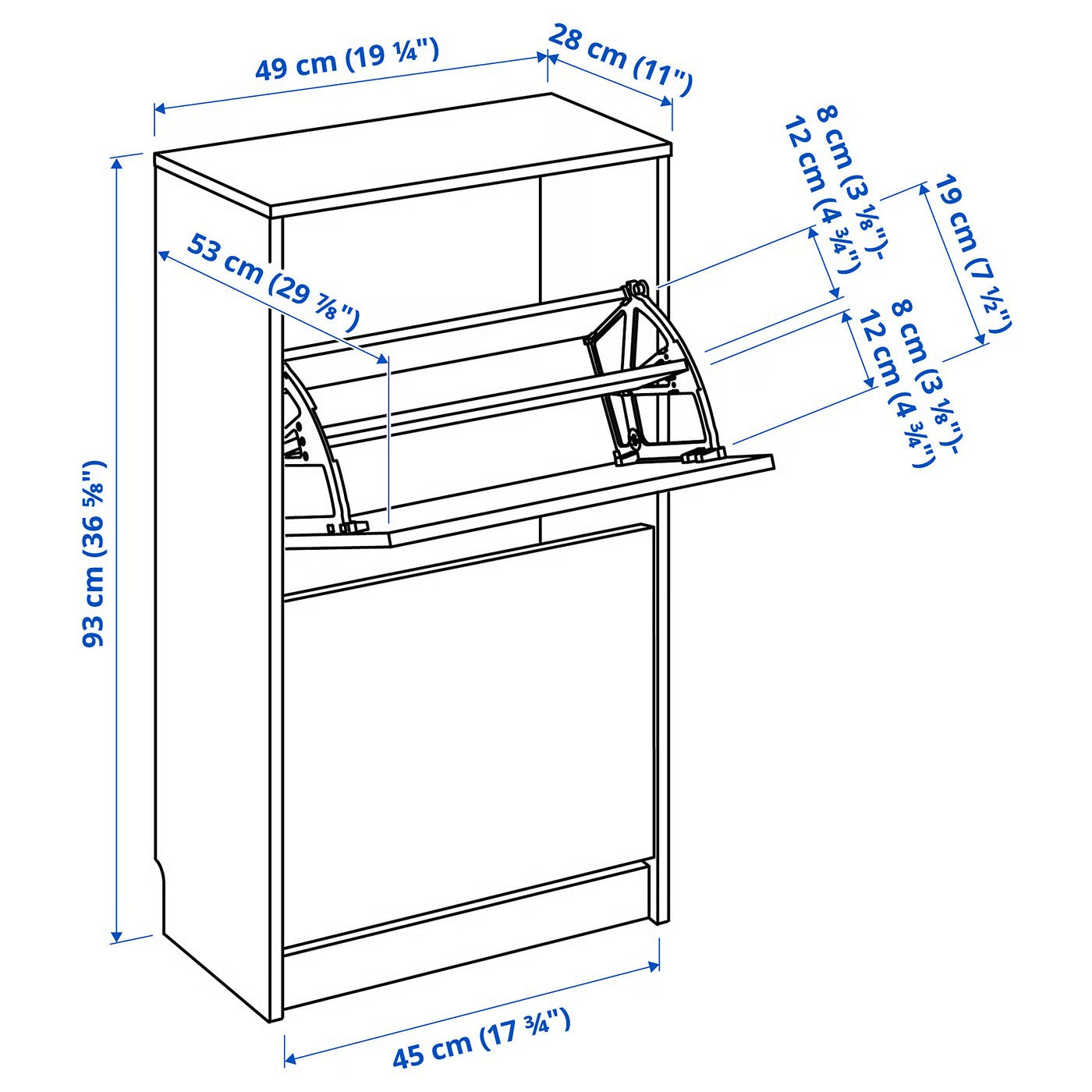 Minimalist White Two Compartment Shoe Cabinet