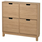 Oak Grain Effect Four Door Concealed Shoe Cabinet