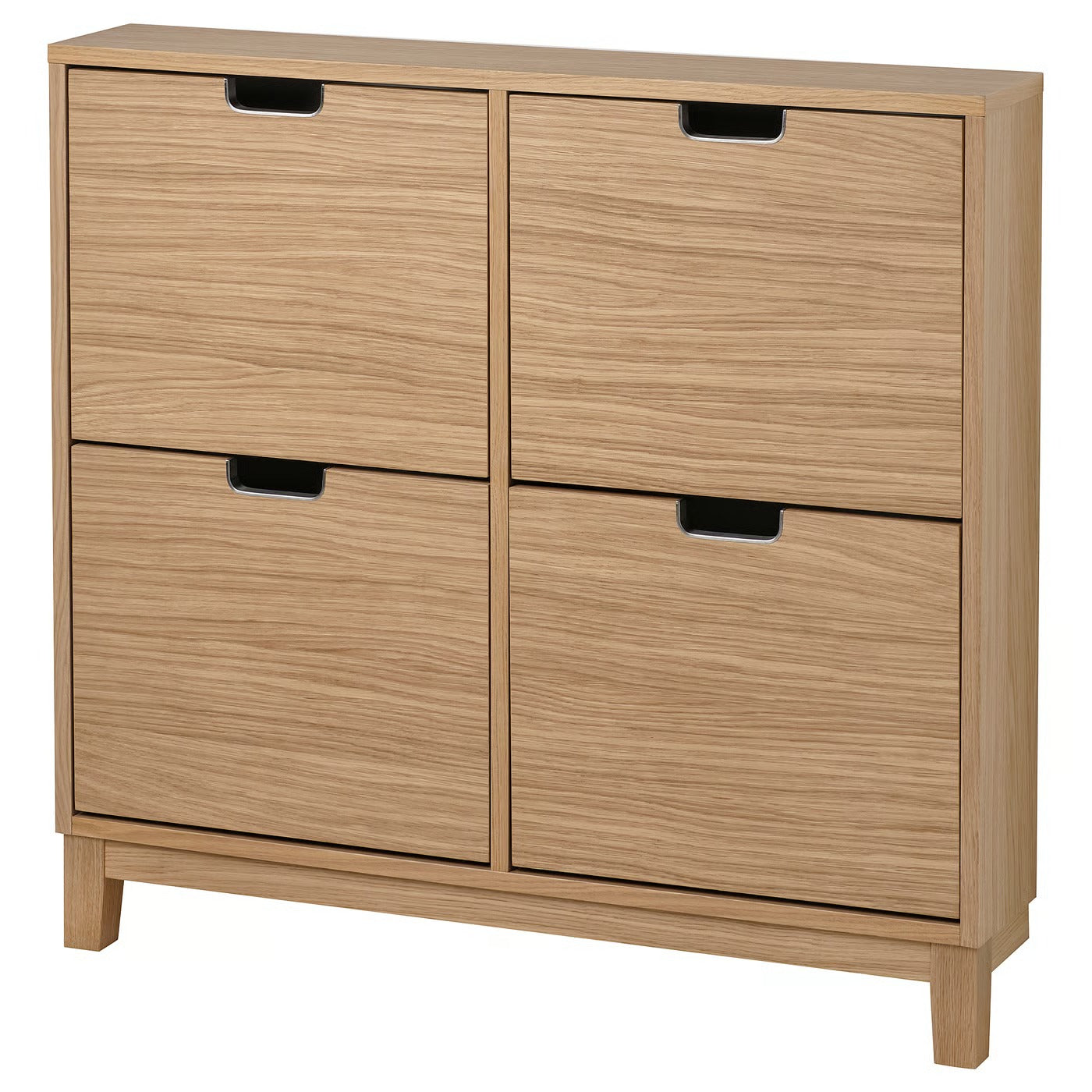 Oak Grain Effect Four Door Concealed Shoe Cabinet