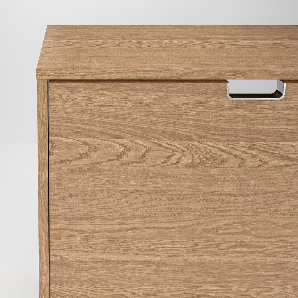 Oak Grain Effect Four Door Concealed Shoe Cabinet