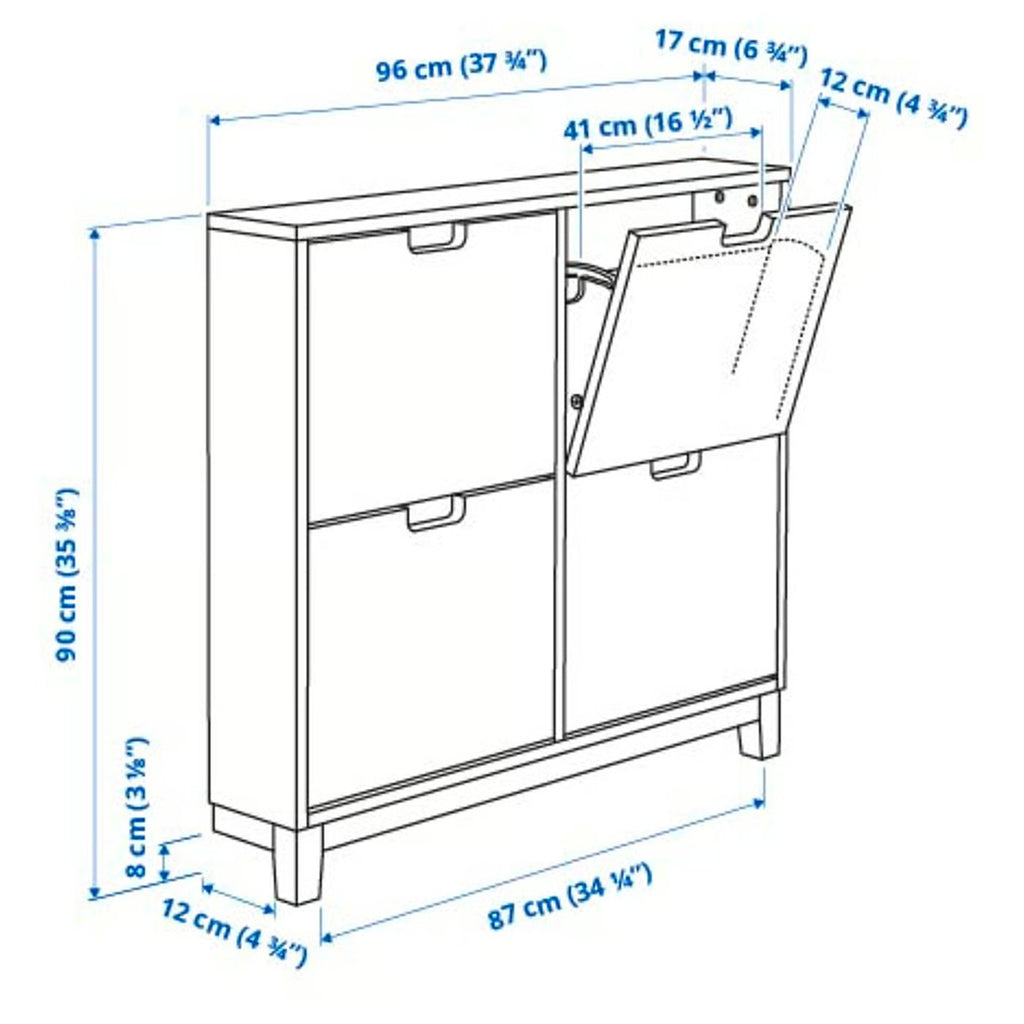 Oak Grain Effect Four Door Concealed Shoe Cabinet