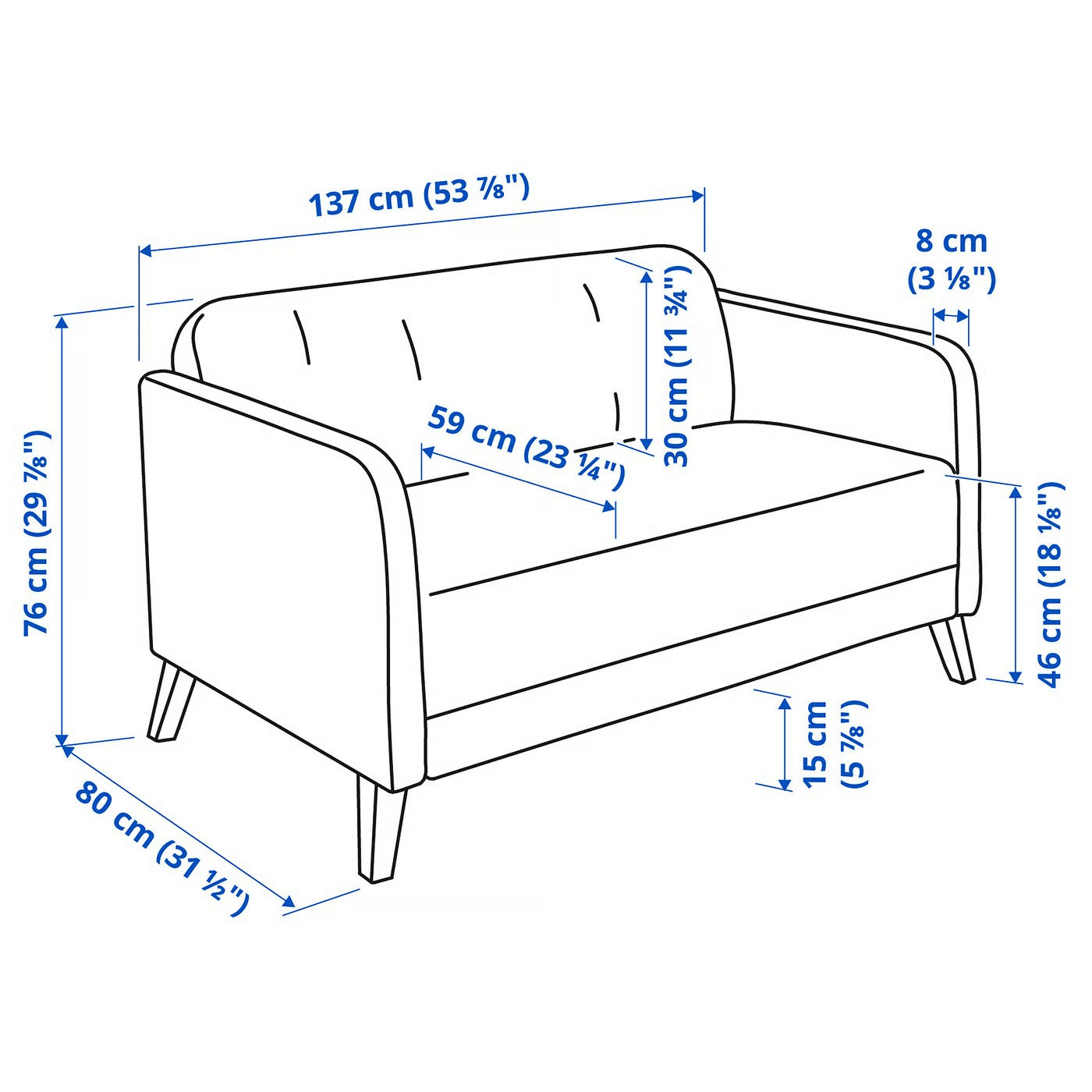 Nordic Style Dark Grey Fabric Two Seater Sofa