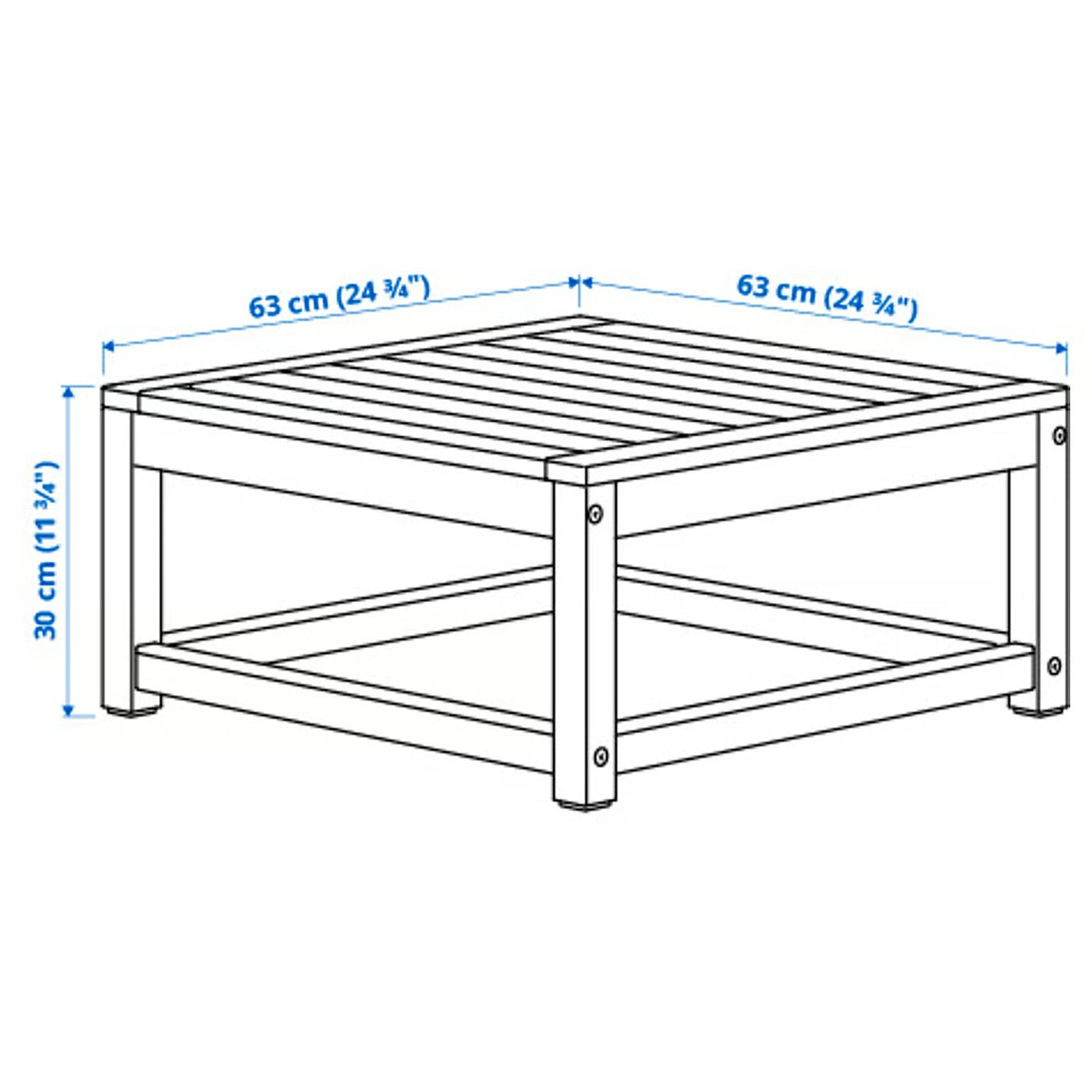 Outdoor Solid acacia wood Square Coffee Table