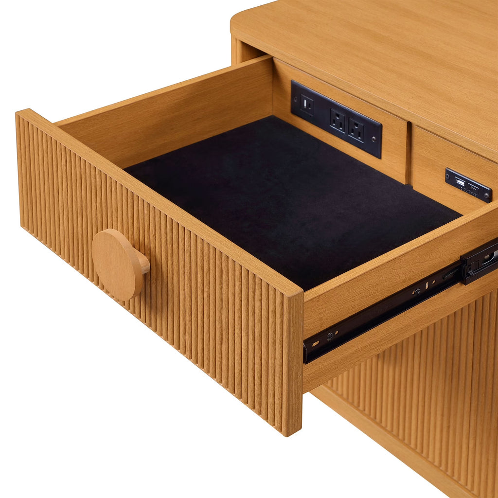 Retro Solid Rubberwood Two Drawer Nightstand