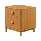 Retro Solid Rubberwood Two Drawer Nightstand