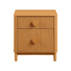 Retro Solid Rubberwood Two Drawer Nightstand