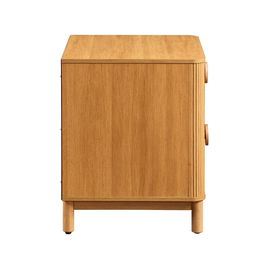 Retro Solid Rubberwood Two Drawer Nightstand
