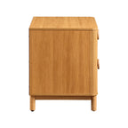Retro Solid Rubberwood Two Drawer Nightstand