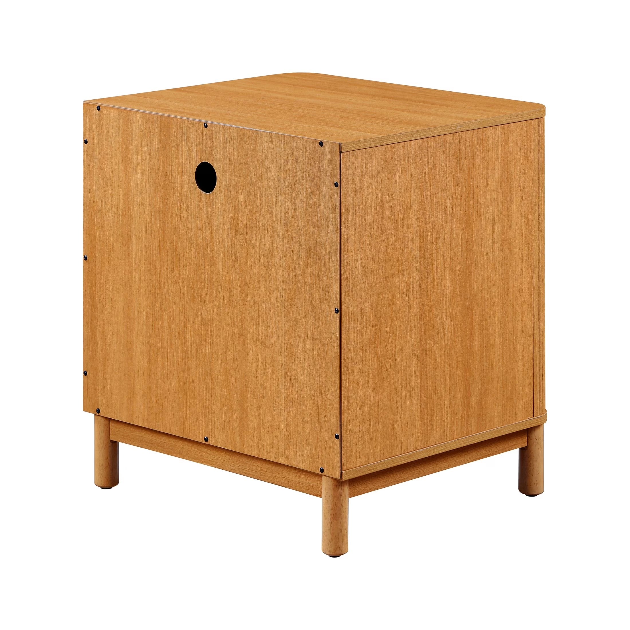 Retro Solid Rubberwood Two Drawer Nightstand