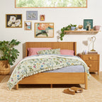Retro Solid Rubberwood Two Drawer Nightstand
