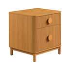 Retro Solid Rubberwood Two Drawer Nightstand