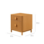 Retro Solid Rubberwood Two Drawer Nightstand