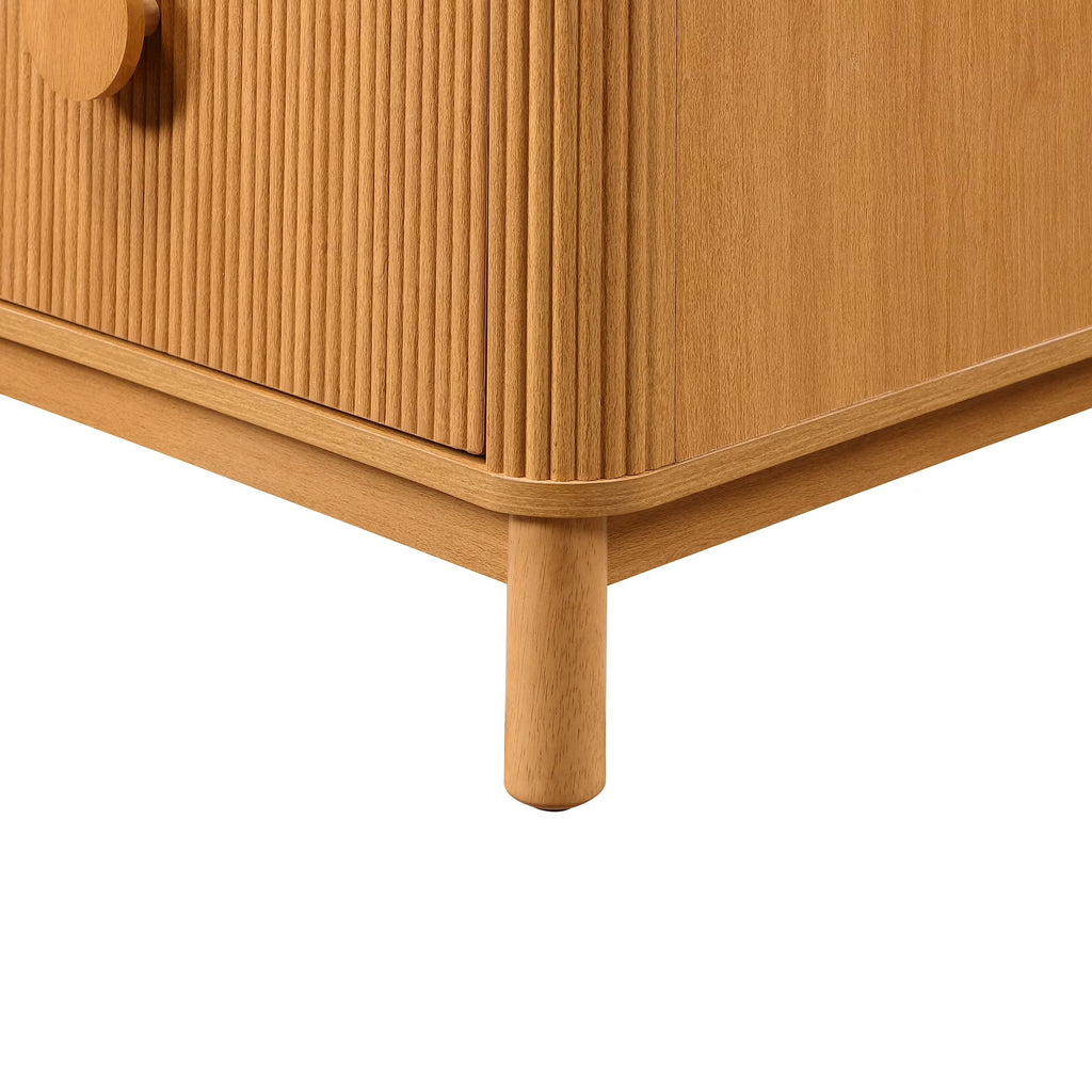 Retro Solid Rubberwood Two Drawer Nightstand