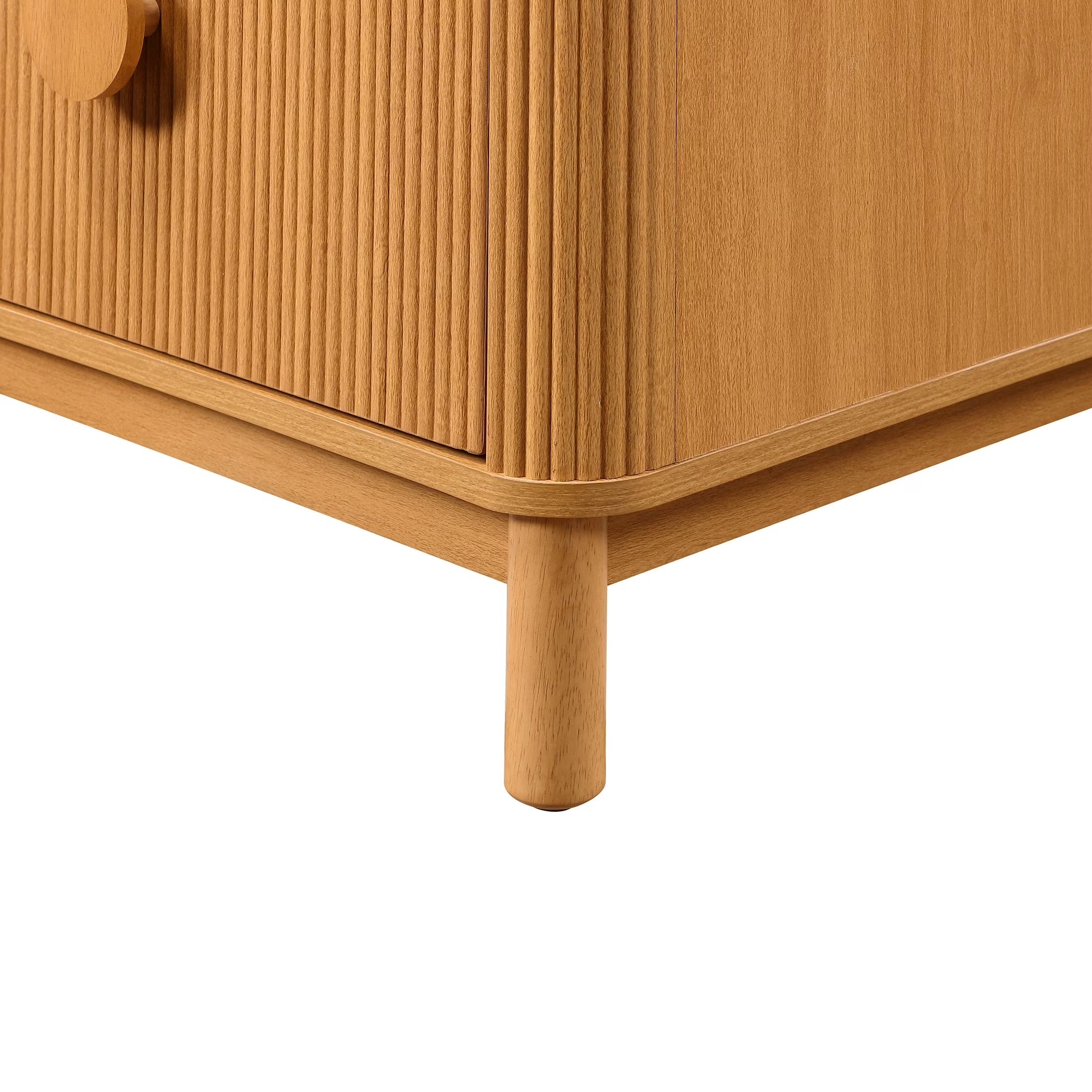 Retro Solid Rubberwood Two Drawer Nightstand